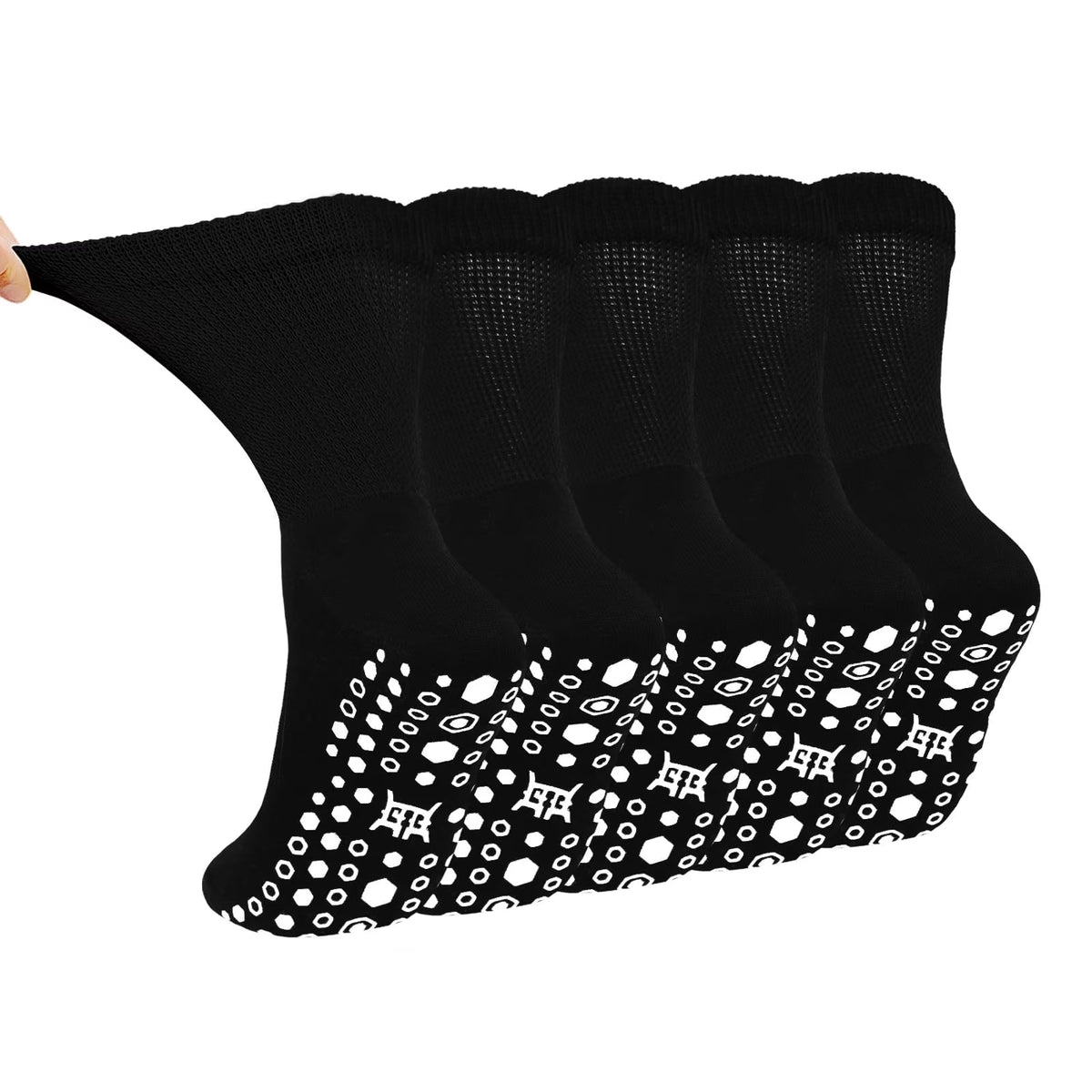 Non Slip Socks for Women, PUTUO Grippy Socks, Cotton Cozy Breathable Loose Fit Top Crew Socks, Ideal for Yoga, Pilates, Barre, Hospital