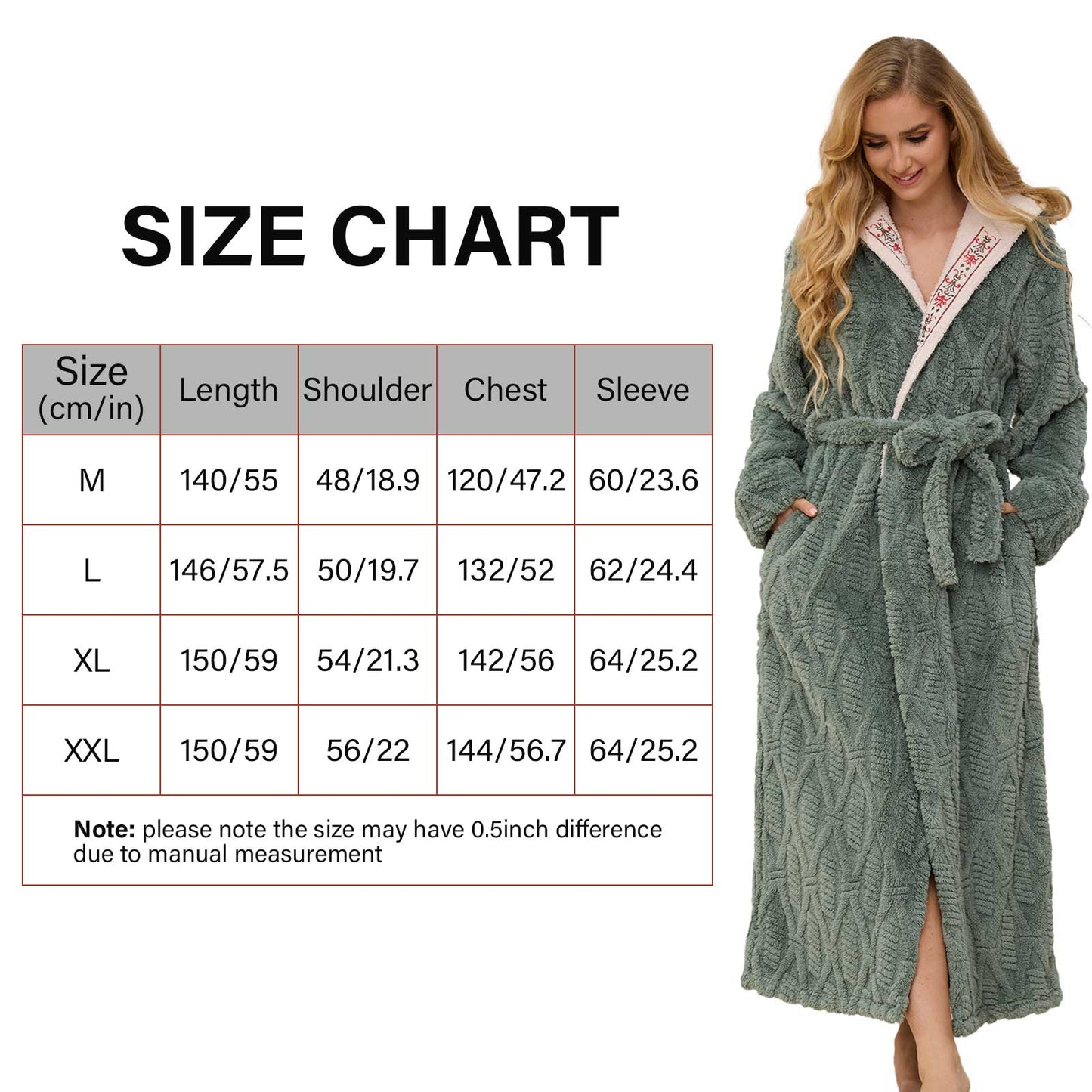 Robes for Women, PUTUO Hooded Womens Robes, Plush Soft Fluffy Long Robe, Comfy Spa Nightgown Housecoat with Side Pocket, Winter Warm Sleepwear Gift for Women
