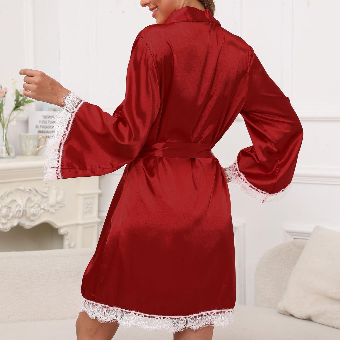 Robes for Women, PUTUO Womens Robes Plus Size, Lace Sexy Satin Robe Womens Silk Cami Nightgown, Sizes XL to 3X