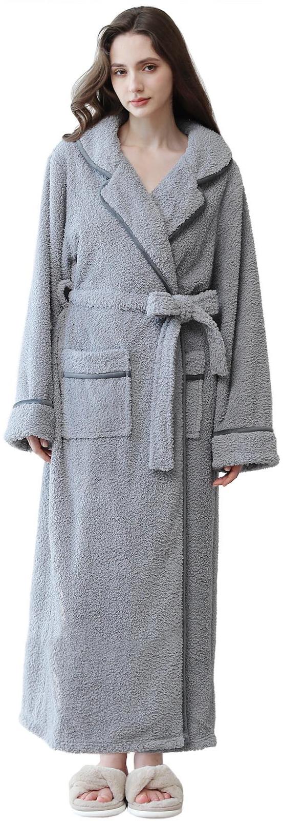 Robes for Women, PUTUO Womens Robes, Fluffy Soft Warm Fleece Bathrobe, Plush Shawl Collar Spa Robe, Ladies Sleepwear Housecoats Gift for Women