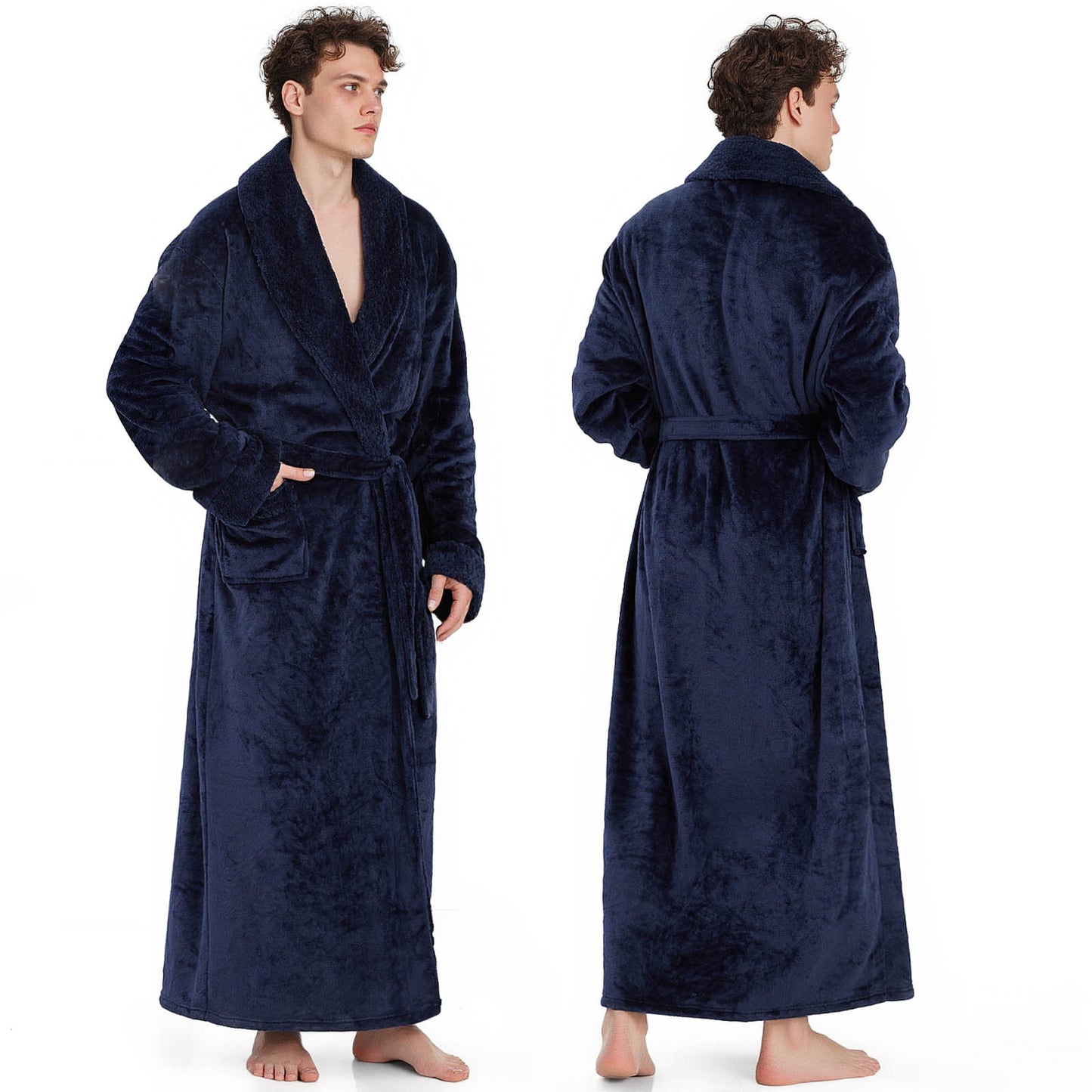 Mens Robe, PUTUO Robes for Men, Cozy Warm Soft Fluffy Fleece Bathrobe, Fuzzy Luxury Spa Dressing Gown for Men Gifts with Pockets