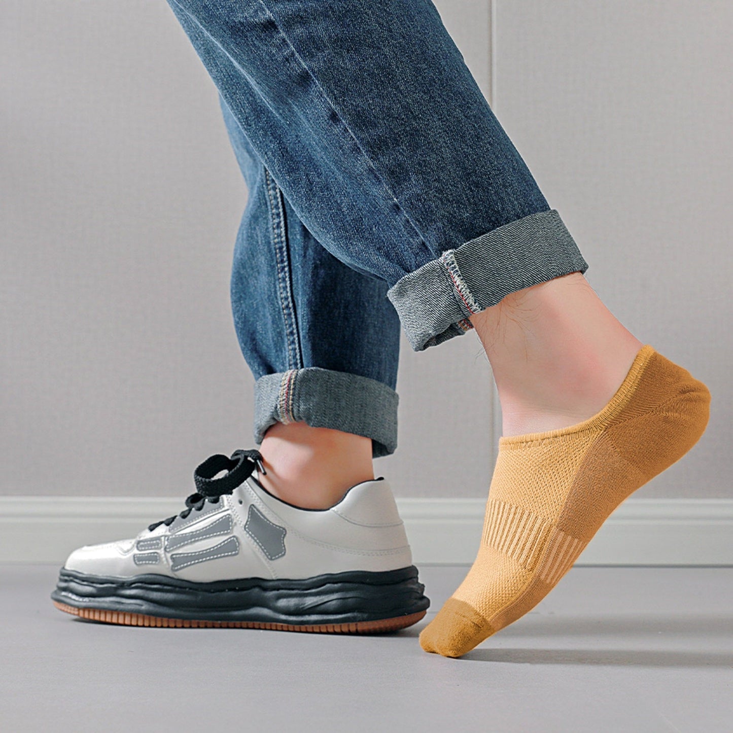 yellow no show socks for men