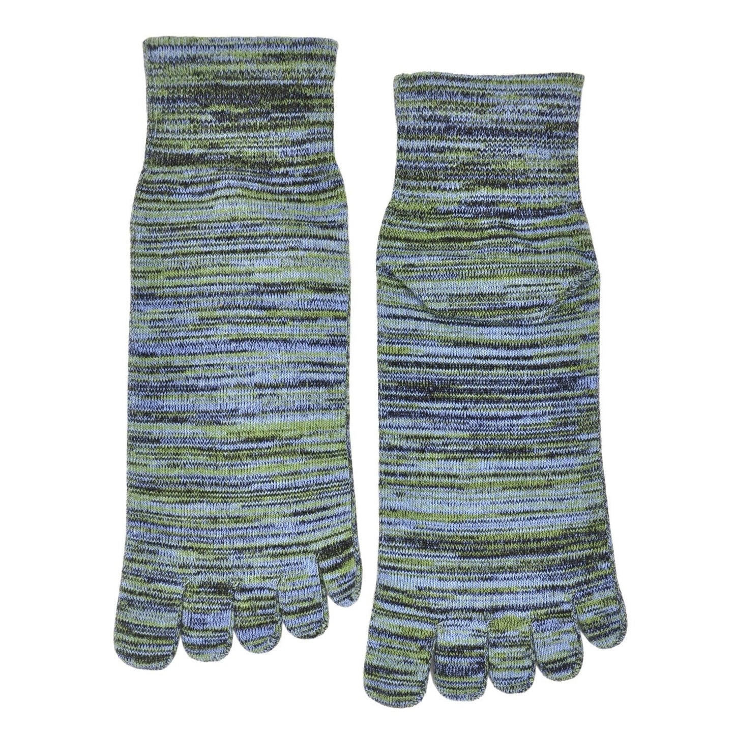 green 5 finger crew socks for men