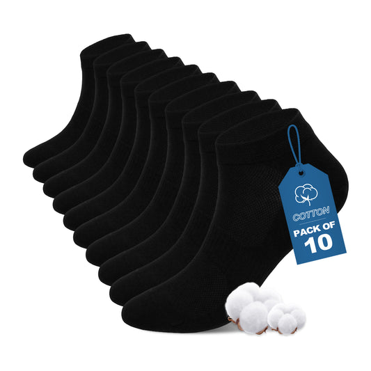 Mens Ankle Socks, PUTUO 10 Pairs Athletic Socks for Men Running and Training, Lightweight Breathable Low Cut Cotton Socks