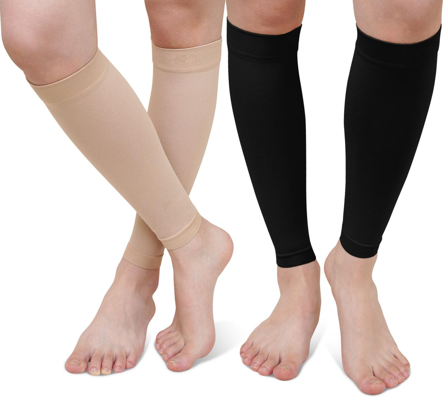 Compression Calf Sleeves for Men & Women, PUTUO 20-30 mmHg Circulation Compression Leg Sleeve, Best for Running, Athletics, Pregnancy, Travel and Daily, 2 Pairs