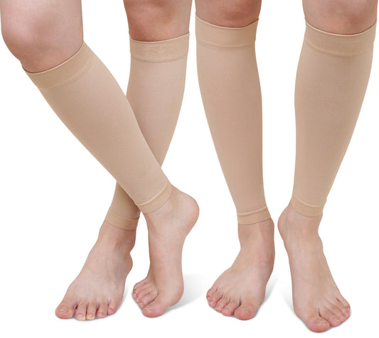 Compression Calf Sleeves for Men & Women, PUTUO 20-30 mmHg Circulation Compression Leg Sleeve, Best for Running, Athletics, Pregnancy, Travel and Daily, 2 Pairs