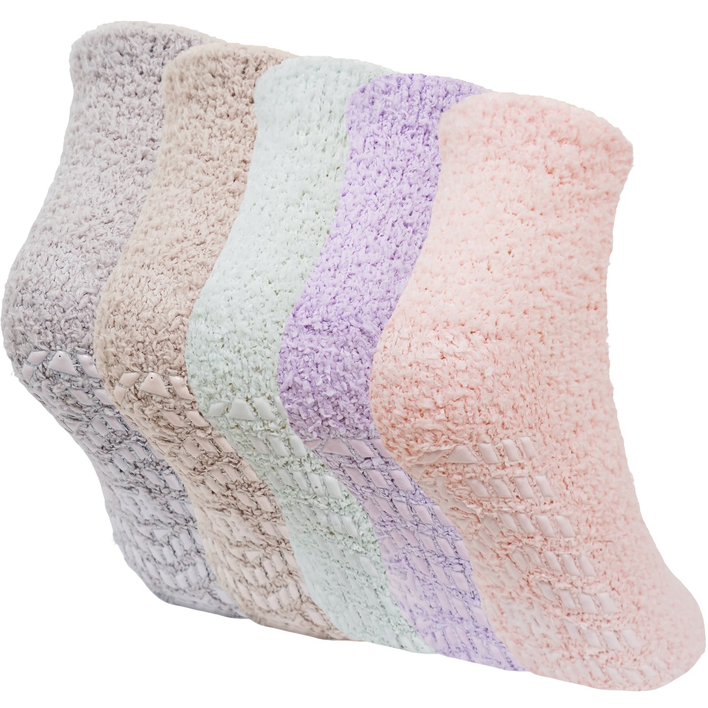 Fuzzy Socks for Women, PUTUO Gripper Socks, Cozy Fluffy Non Slip Socks, Soft Winter Warm Socks for Women, 5 Pairs