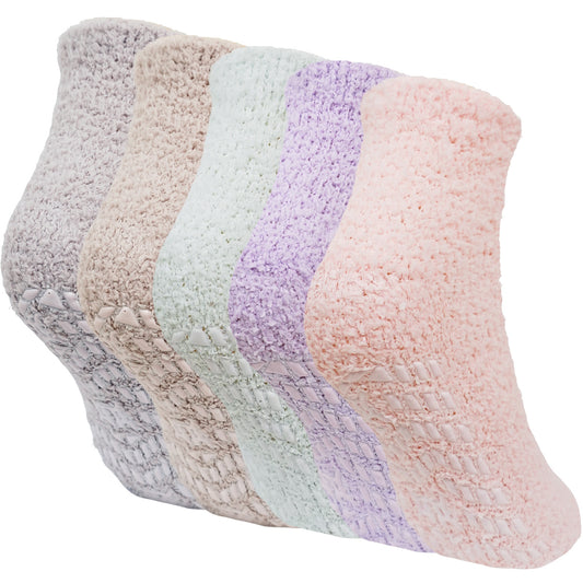Fuzzy Socks for Women, PUTUO Gripper Socks, Cozy Fluffy Non Slip Socks, Soft Winter Warm Socks for Women, 5 Pairs