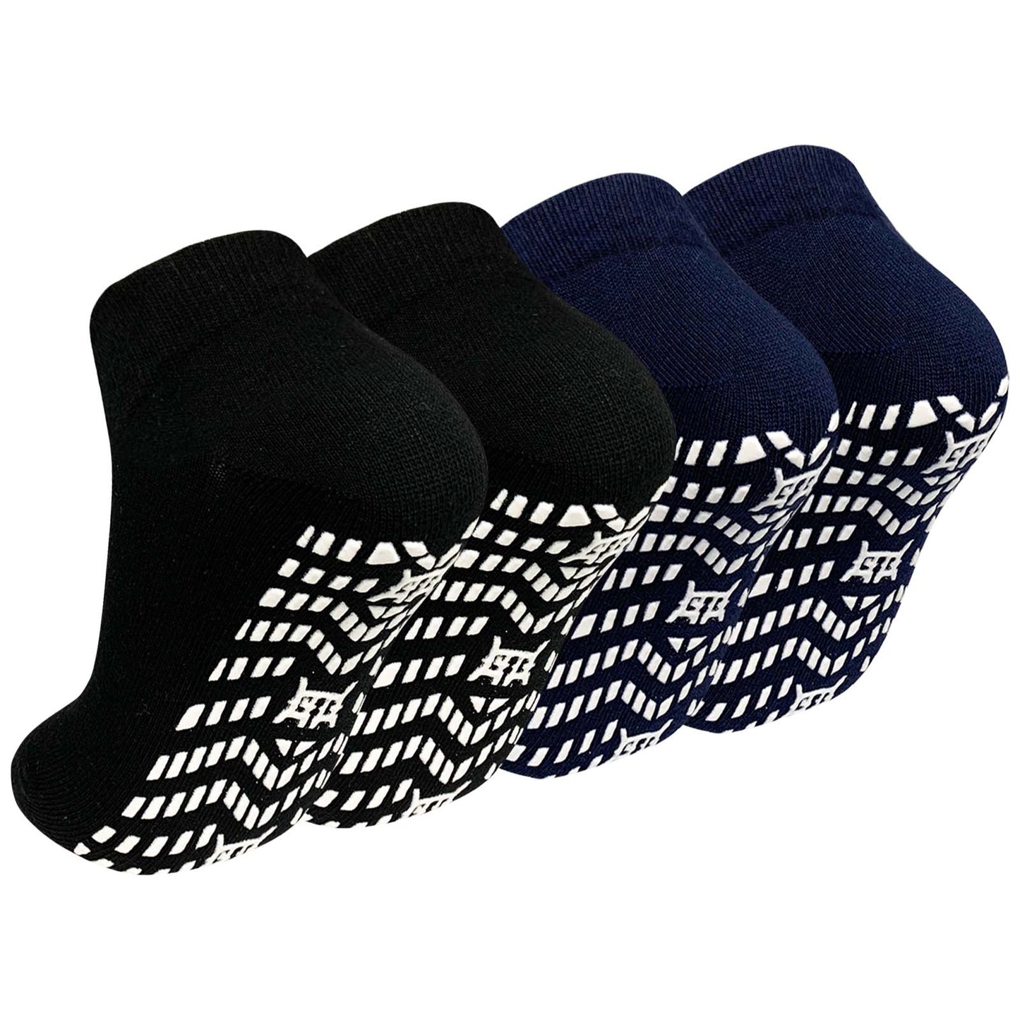 4 Pairs Non Slip Grip Socks, PUTUO Cotton Yoga Pilates Hospital Fitness Sports Socks for Women and Men with Grips