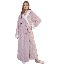 Robes for Women, PUTUO Hooded Womens Robes, Plush Soft Fluffy Long Robe, Comfy Spa Nightgown Housecoat with Side Pocket, Winter Warm Sleepwear Gift for Women