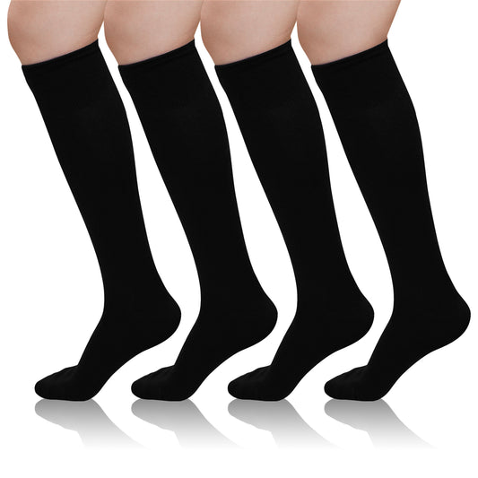 4 Pairs Knee High Socks, PUTUO Casual Comfort Seam Knee High Stockings for Women