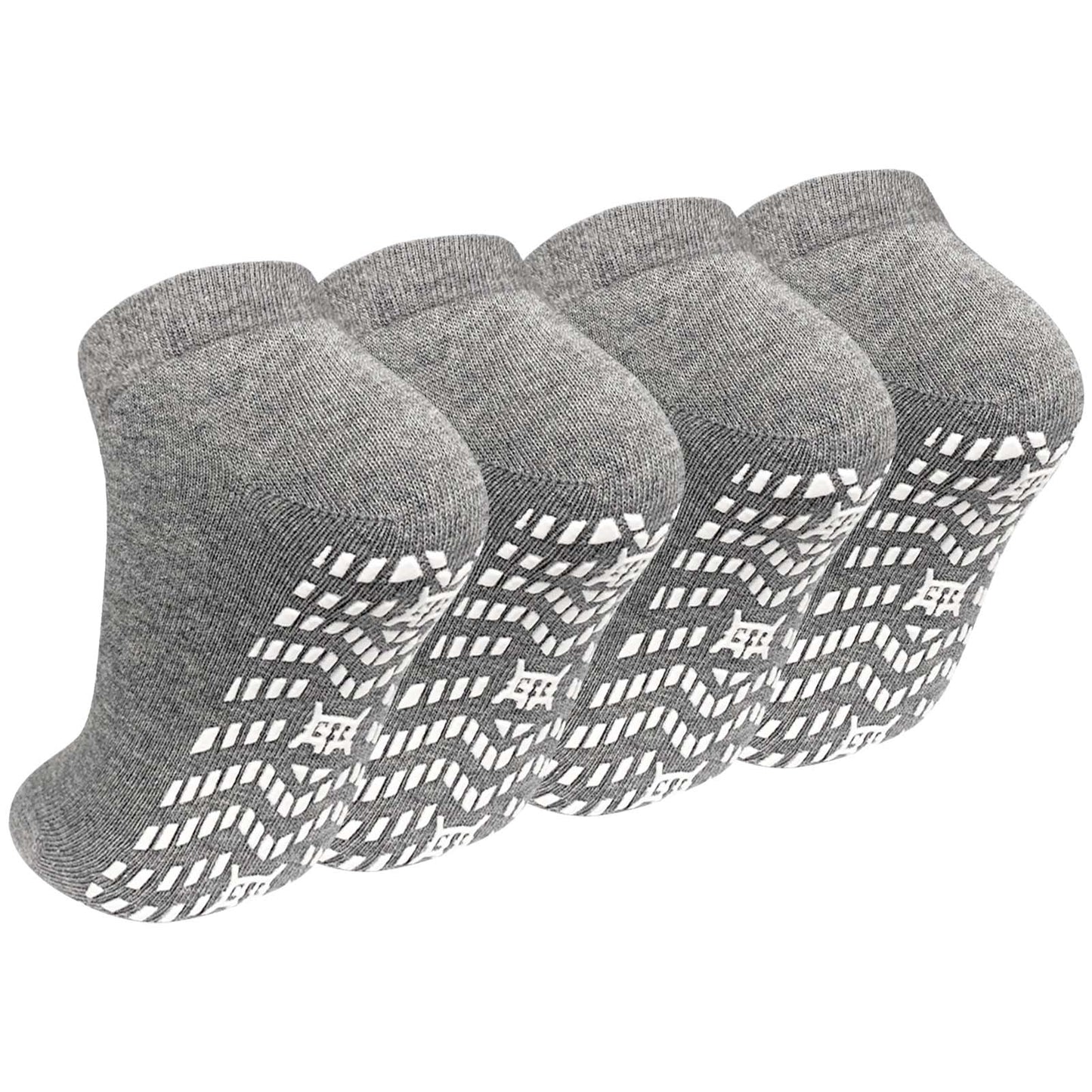 4 Pairs Non Slip Grip Socks, PUTUO Cotton Yoga Pilates Hospital Fitness Sports Socks for Women and Men with Grips