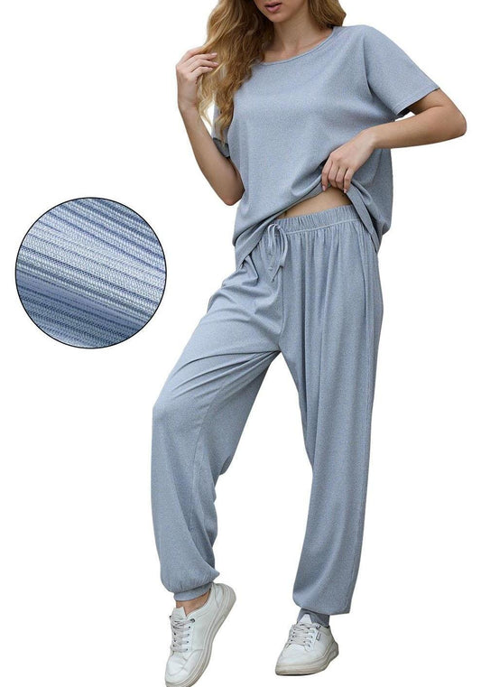 Pajamas for Women, PUTUO Womens Cotton Pajamas, Soft Comfy Pajamas Set, Short Sleeve Tops and Long Pants 2 Piece Womens Pajamas with Pocket