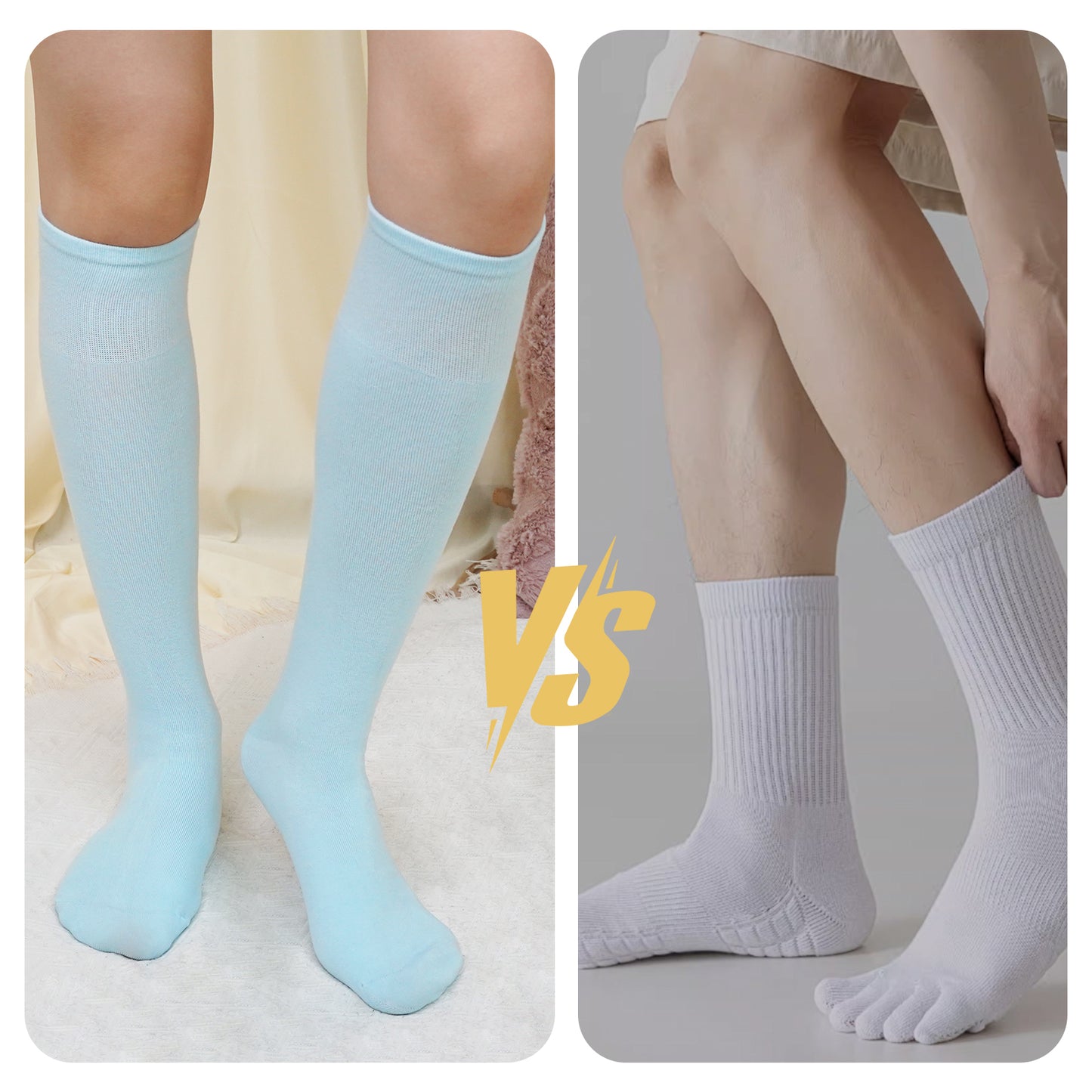 4 Pairs Knee High Socks, PUTUO Casual Comfort Seam Knee High Stockings for Women