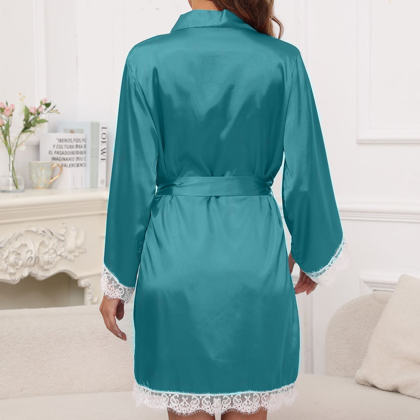 Sexy Lingerie, PUTUO Lingerie for Women, 2pcs Lace Cami Nightgown with Robes, Womens Lingerie Satin Silk Robe