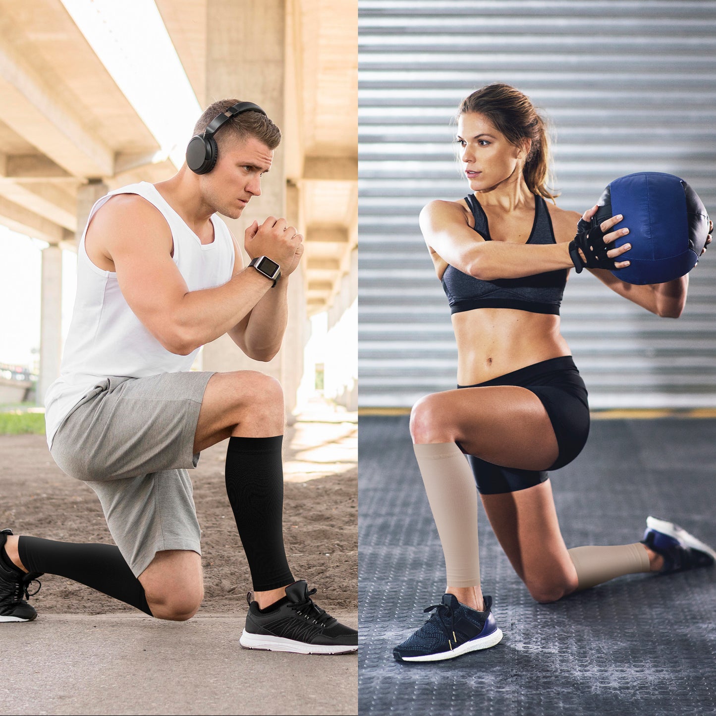 Compression Calf Sleeves for Men & Women, PUTUO 20-30 mmHg Circulation Compression Leg Sleeve, Best for Running, Athletics, Pregnancy, Travel and Daily, 2 Pairs