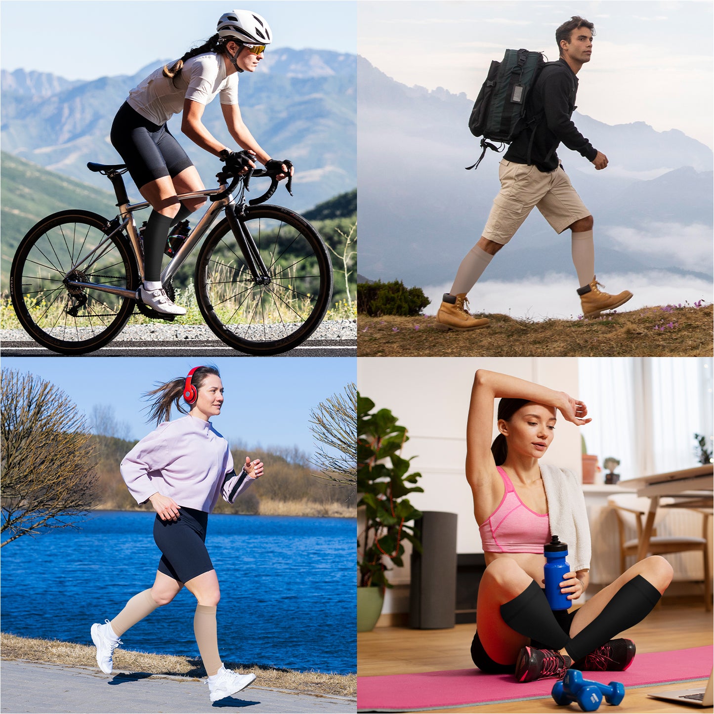 Compression Calf Sleeves for Men & Women, PUTUO 20-30 mmHg Circulation Compression Leg Sleeve, Best for Running, Athletics, Pregnancy, Travel and Daily, 2 Pairs