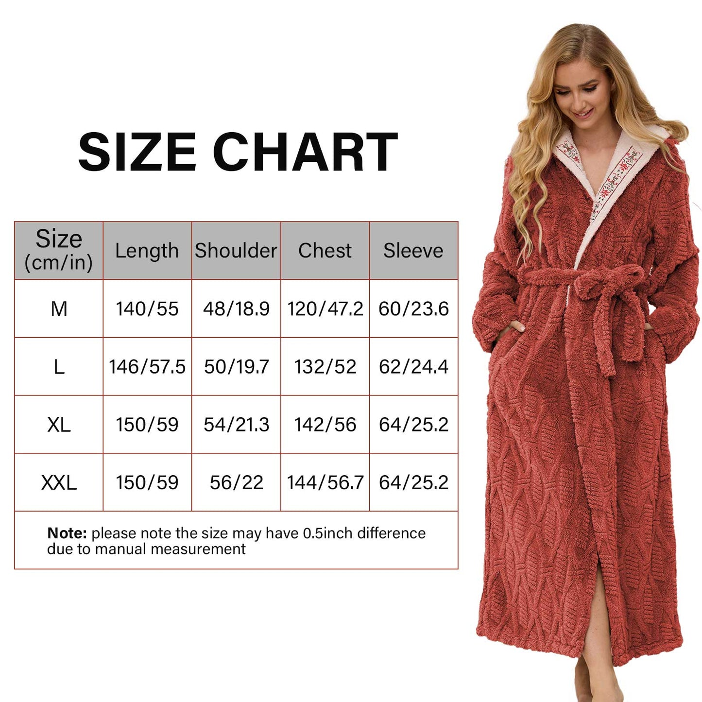 Robes for Women, PUTUO Hooded Womens Robes, Plush Soft Fluffy Long Robe, Comfy Spa Nightgown Housecoat with Side Pocket, Winter Warm Sleepwear Gift for Women