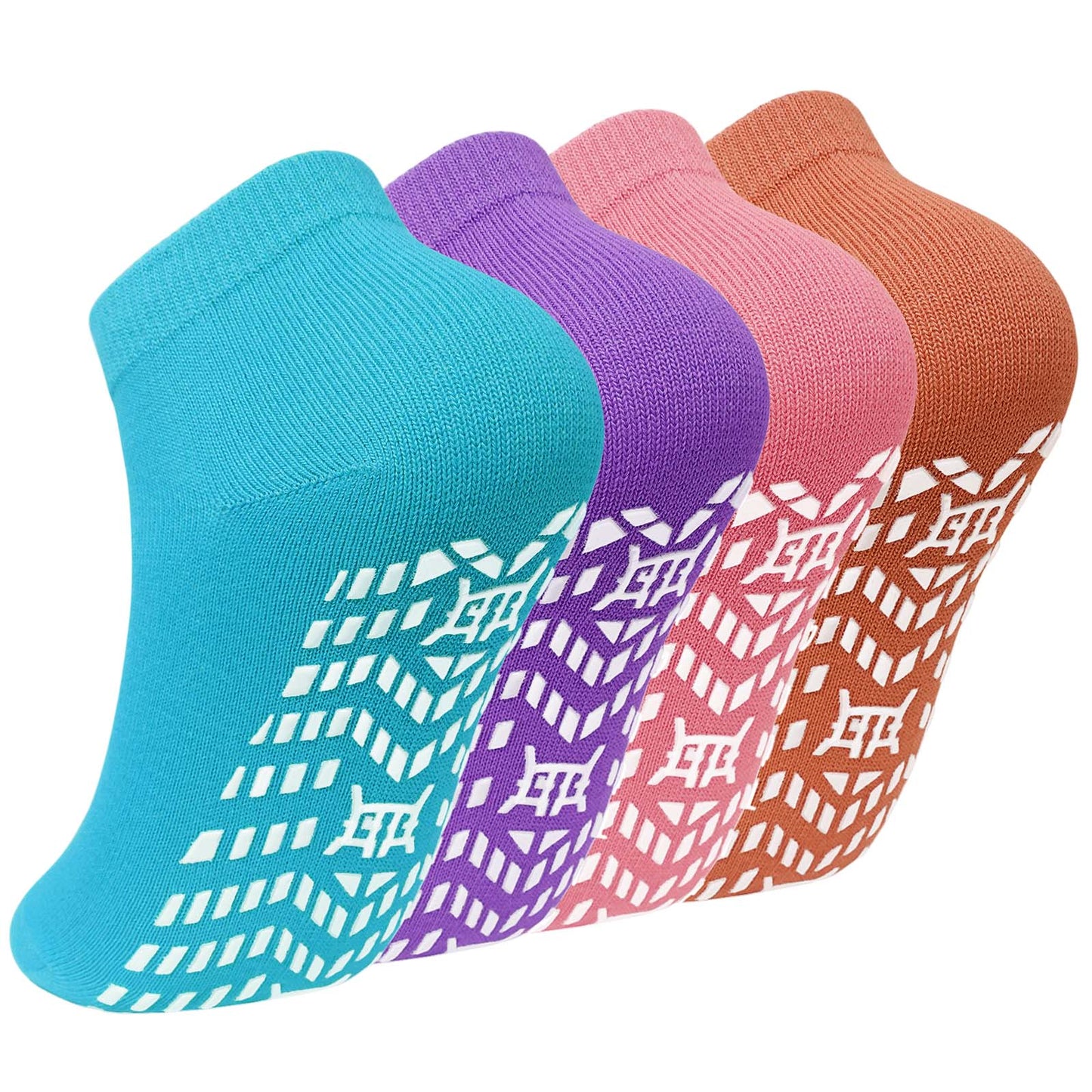 4 Pairs Non Slip Grip Socks, PUTUO Cotton Yoga Pilates Hospital Fitness Sports Socks for Women and Men with Grips