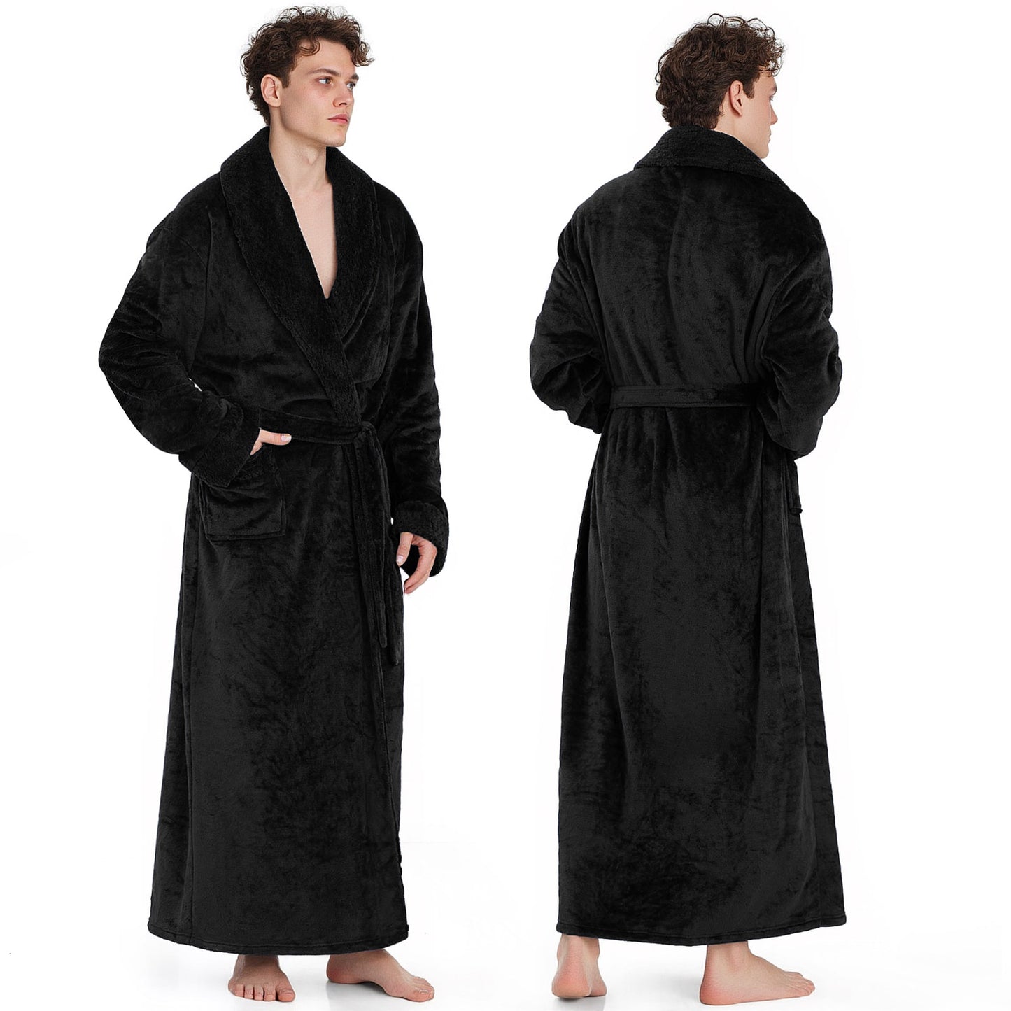 Mens Robe, PUTUO Robes for Men, Cozy Warm Soft Fluffy Fleece Bathrobe, Fuzzy Luxury Spa Dressing Gown for Men Gifts with Pockets