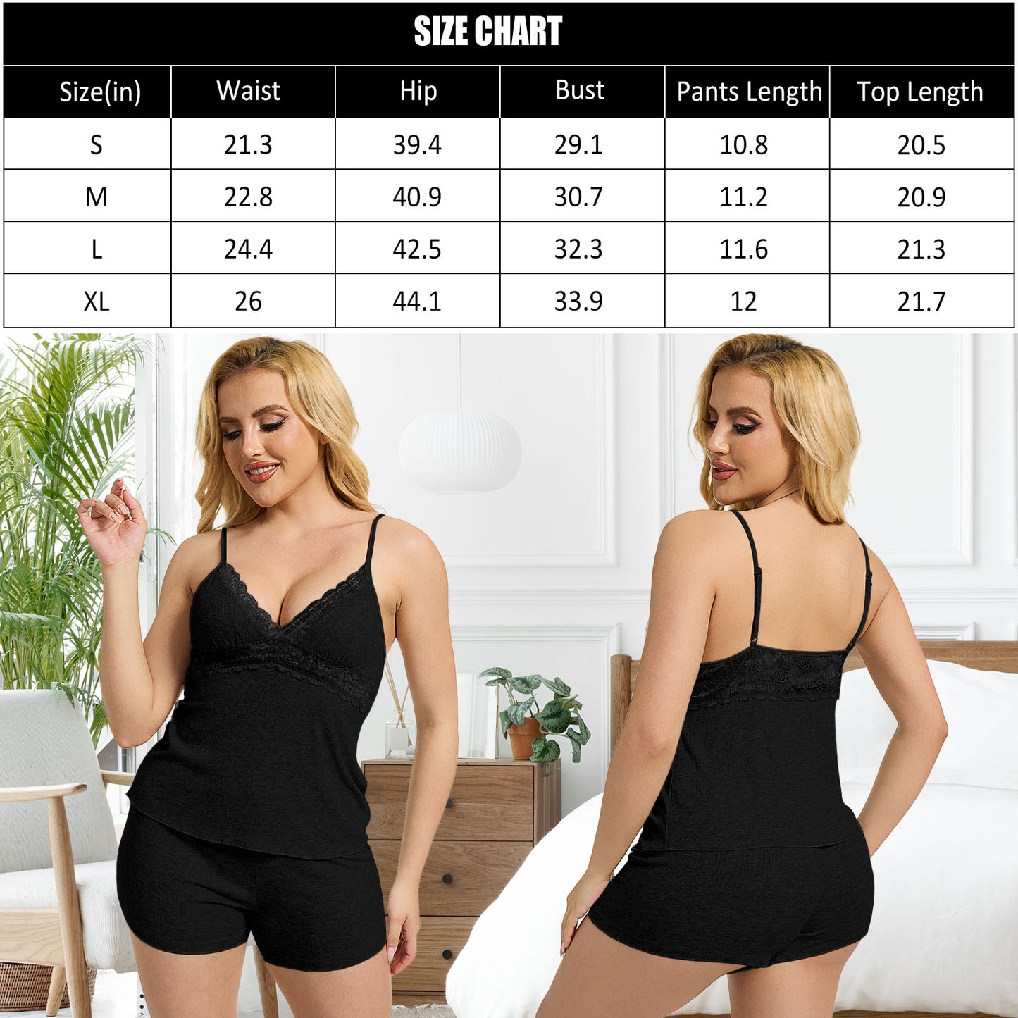 Lingerie for Women, PUTUO Women Lingerie Sets, Leisure Lace Cami Shorts Sets, Lingerie Sleepwear Sexy Pajamas