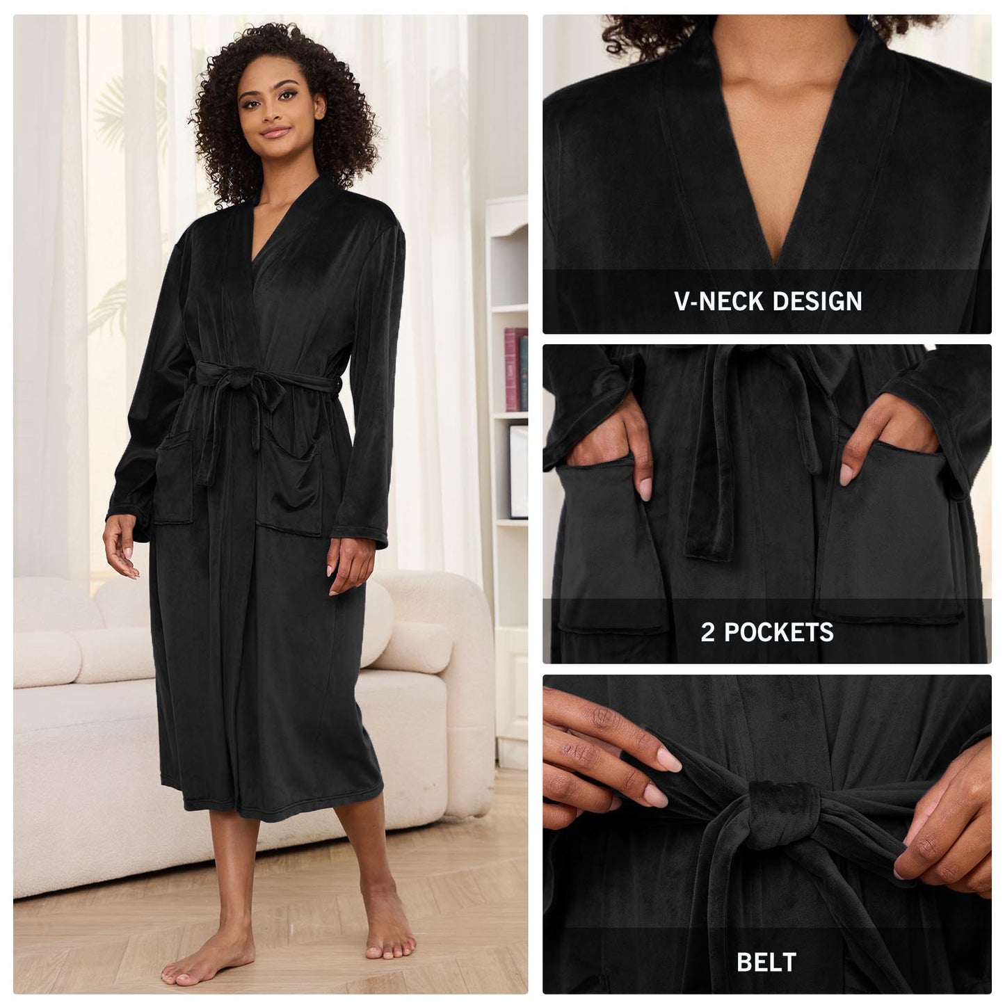 Womens Plush Soft Robe, PUTUO Robes for Women, Luxury Lightweight Fuzzy Warm Spa Robe, Winter Warm Pajamas Shower Nightgown Gift for Women