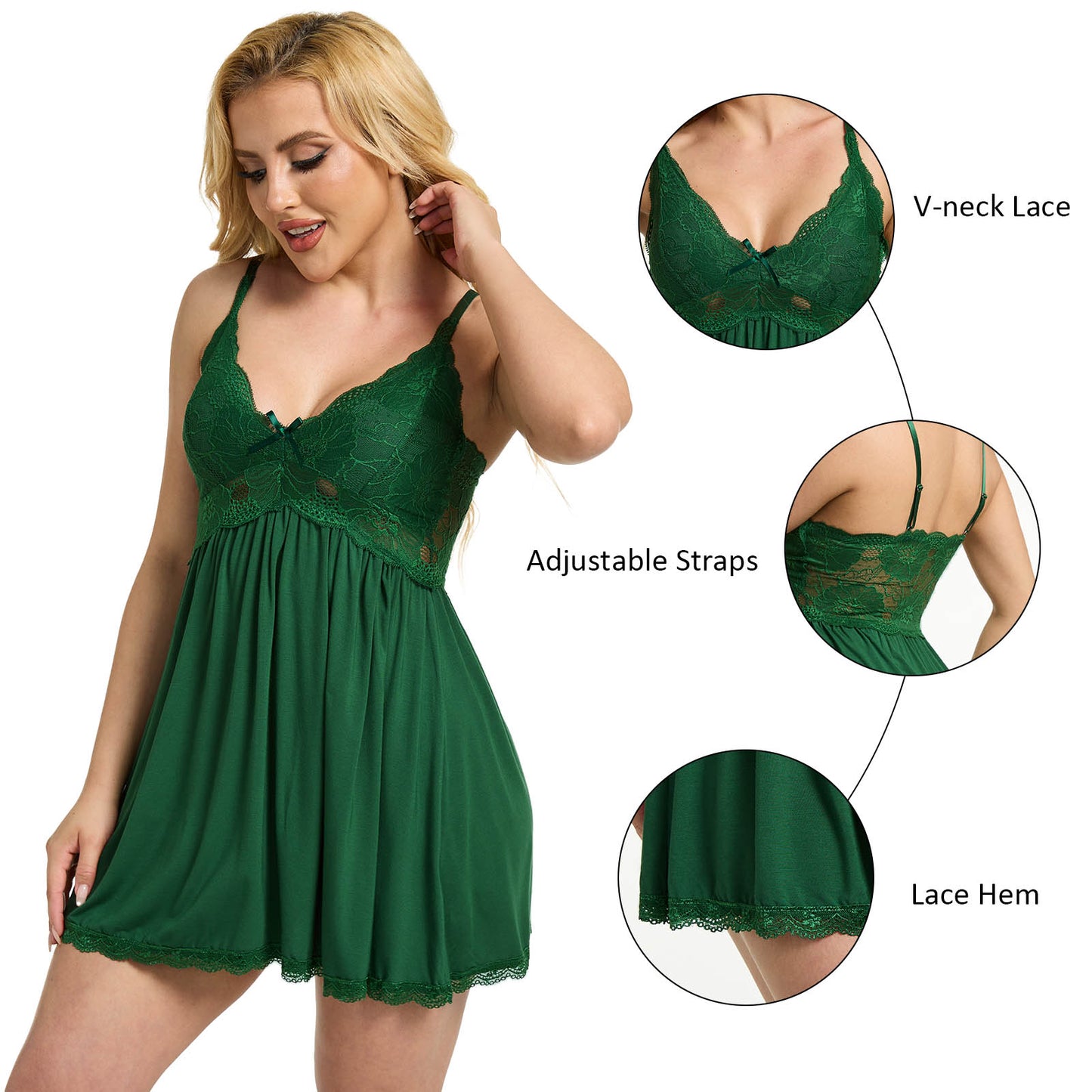 Lingerie for Women, PUTUO Sexy Lingerie, Lace Strap V-Neck Nightgown Naughty Lingerie Chemise Sexy Lingerie Sets