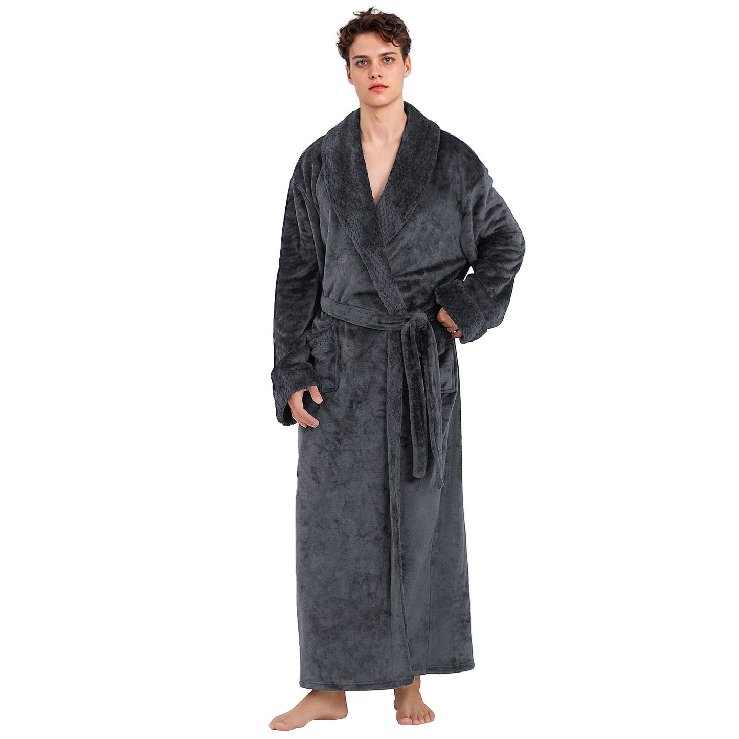 Mens Robe, PUTUO Robes for Men, Cozy Warm Soft Fluffy Fleece Bathrobe, Fuzzy Luxury Spa Dressing Gown for Men Gifts with Pockets