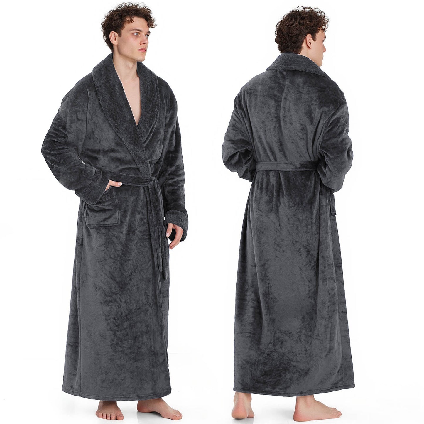 Mens Robe, PUTUO Robes for Men, Cozy Warm Soft Fluffy Fleece Bathrobe, Fuzzy Luxury Spa Dressing Gown for Men Gifts with Pockets