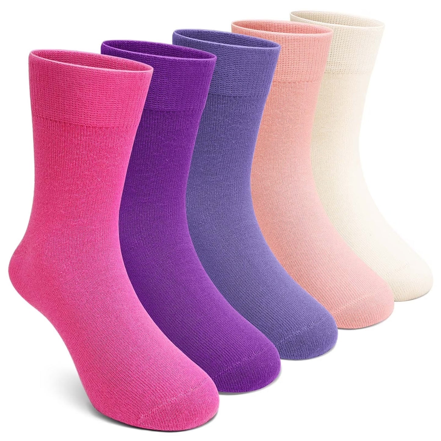 PUTUO Kids Bamboo Viscose Socks, Soft Breathable Seamless Crew Socks for Boys Girls, Sensory Friendly Design for Kids Ages 2–12