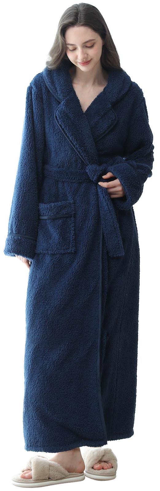 Robes for Women, PUTUO Womens Robes, Fluffy Soft Warm Fleece Bathrobe, Plush Shawl Collar Spa Robe, Ladies Sleepwear Housecoats Gift for Women