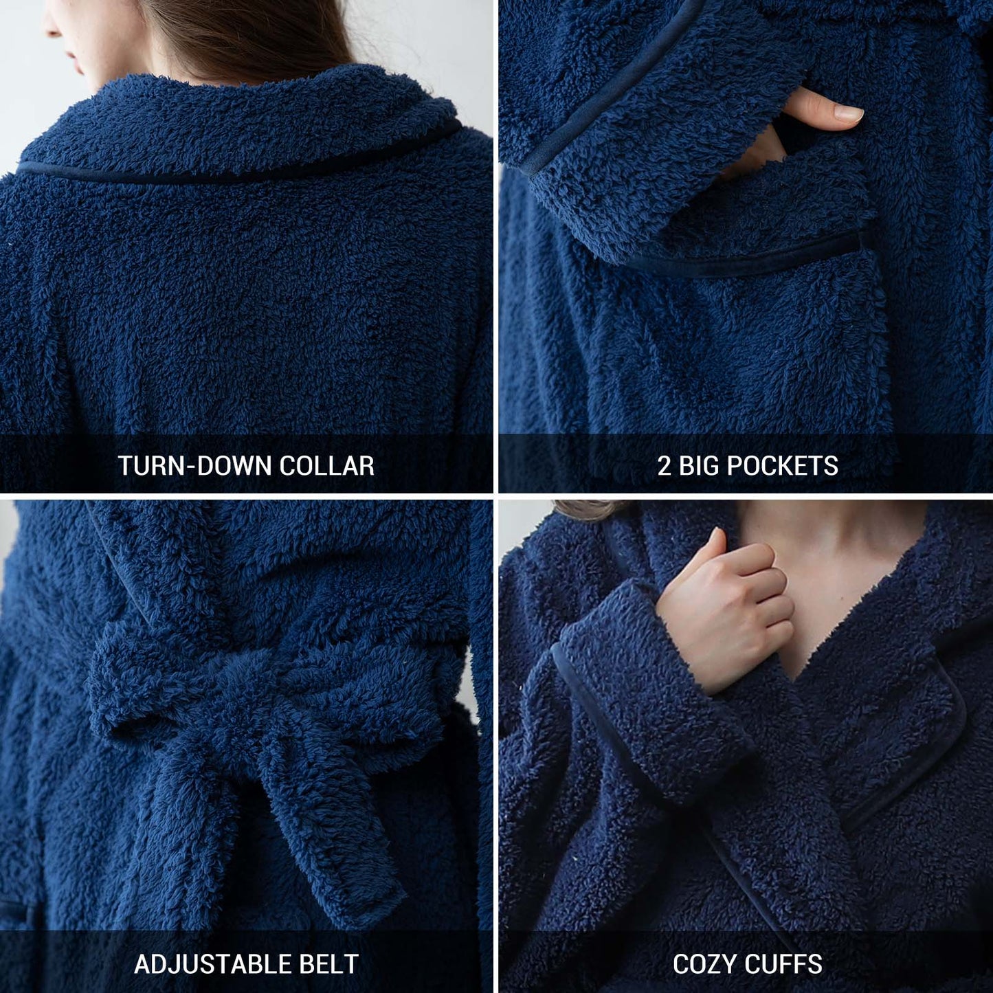 Robes for Women, PUTUO Womens Robes, Fluffy Soft Warm Fleece Bathrobe, Plush Shawl Collar Spa Robe, Ladies Sleepwear Housecoats Gift for Women