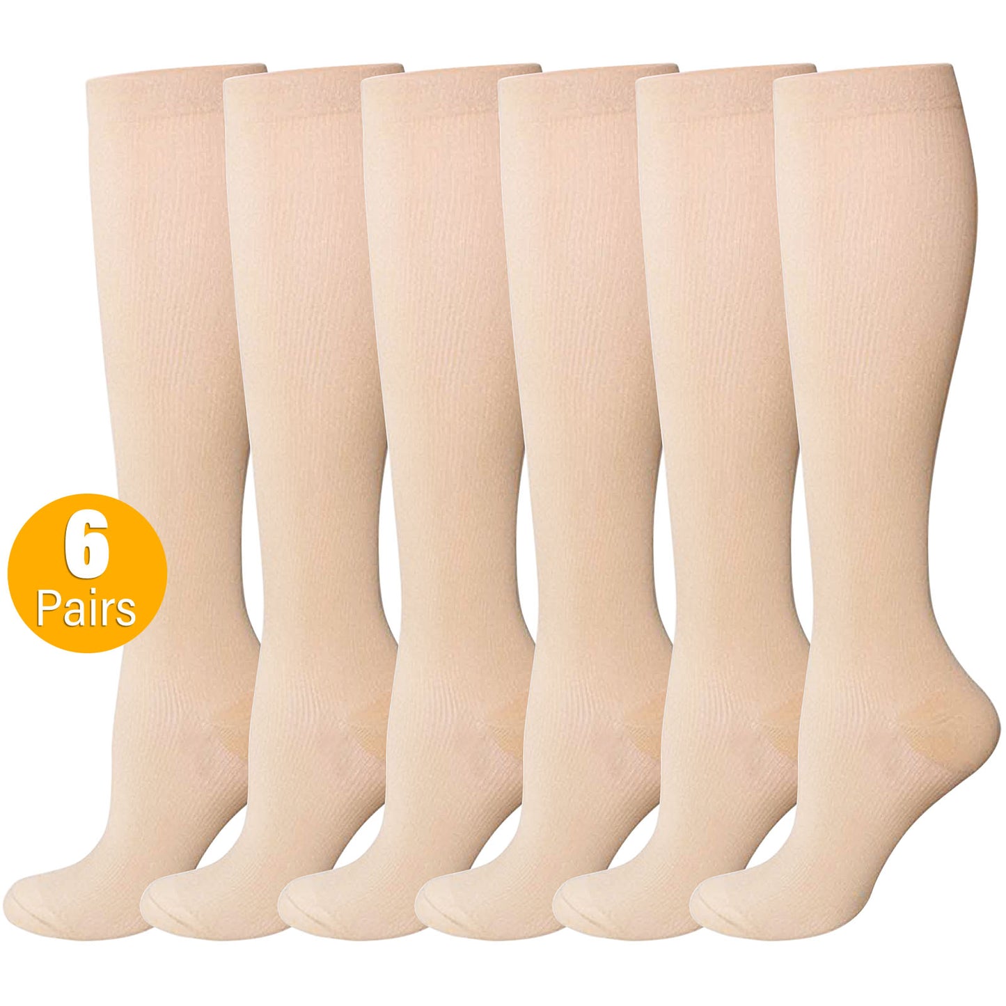 Compression Socks for Women and Men, PUTUO 20-30 mmHg Circulation Compression Stockings, Best for Running, Athletics, Pregnancy, Travel and Daily, 6 Pairs