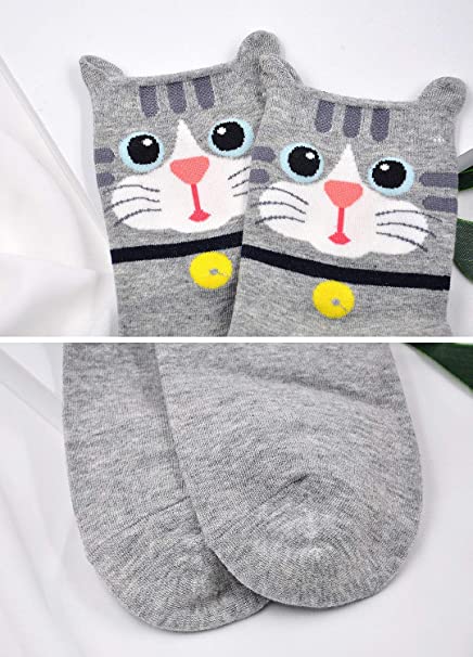 Womens Funny Cute Animal Socks Ladies Cotton Socks Funky Cartoon Dog Socks Novelty Crew Socks, Christmas Gift, 5 Pairs