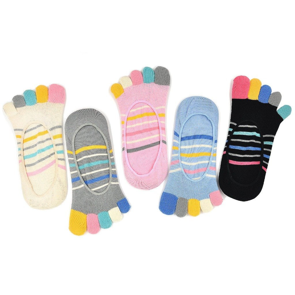 5 pairs 4 finger no show socks for women